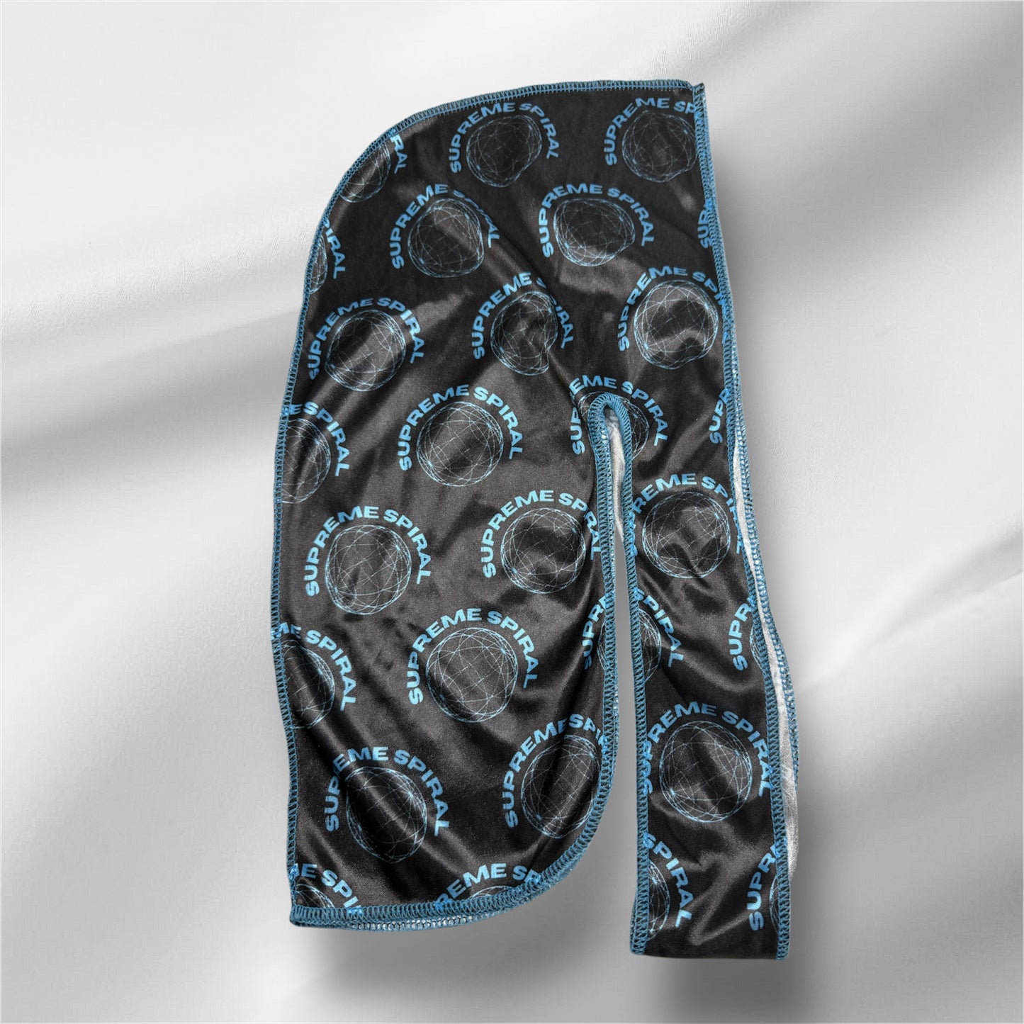 Supreme Spiral Black and Blue Silk Durag